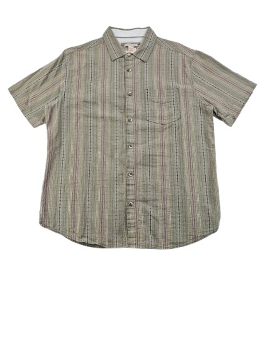 Carbon2Cobalt Other - Carbon 2 Cobalt Textured Dobby Dash Men's L Khaki RWB Striped Button Up Shirt